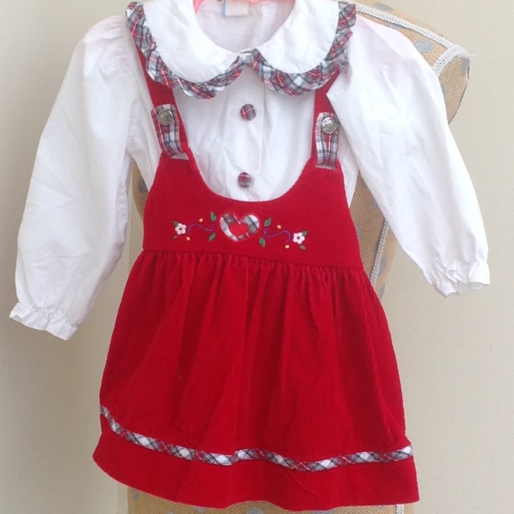 Red Corduroy Jumper and Blouse